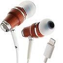 Symphonized NRG MFI Earbuds, Certified Lightning Earbuds Compatible with Apple iPhone/iPad/iPod, Premium Genuine Bubinga Wood in-Ear Noise Isolating Earphones, Stereo Wired Headphones (White)