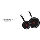 Tramontina Grano Frying Pan Stainless Steel for Induction, Electric, Gas and Ceramic Glass Hobs, ‎Cookware, Kitchen, 26 cm, 2.2L & Tefal Aluminium Non-Stick 20cm & 28cm Frying Pan Twin Pack, Black