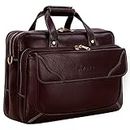 HYATT Leather Accessories 16 Inch Men's Italian Leather Briefcase Laptop Office Bags (BROWN ITALIAN)