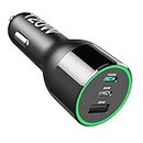 USB C Car Charger, CHIPOFY 120W 3 Ports PD 100W PPS 45W Super Fast Charging + QC3.0 30W Cigarette Lighter USB Adapter Compatible with MacBook, iPad, iPhone, Android Switch Pixel and More