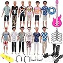 Xugoox 30Pcs Doll Clothes and Accessories for 12 Inch Boy Dolls Includes Different Wear Clothes Shirt Jeans Pants Shoes for 12'' Boyfriend Doll with Guitar Skateboard Accessories