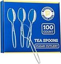 Plasticpro Disposable Clear Plastic Tea Spoons Heavyweight 100 Count
