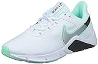 Nike Women's W Legend Essential 2 White/Metallic Silver-Mint Foam-Black Running Shoe (CQ9545-102)