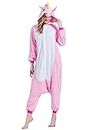 Magicalani Adult Onesie Pajamas - Unisex Halloween Animal Costume Sleepwear for Men & Women - Comfy & Fun Cosplay Outfit, Pink Unicorn, Large