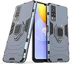 PrimeLike Robot Armor Shockproof Soft TPU and Hard PC Back Cover with Ring Case for vivo Y31 - Blue