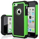 Jeylly iPhone 5C Case, iPhone 5C Cover, Shock Absorbing Hard Plastic Outer + Rubber Silicone Inner Scratch Defender Bumper Rugged Hard Case Cover for iPhone 5C, Green