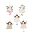 aquota Christmas Decorations, 5Pcs Xmas Angel Dolls Ornaments Tree Pendant, Cute Charms Holiday Hanging Plush Elf Ornament for Christams Party Home Decor Kids Girl Gift