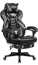 Zeanus Gaming Chair for Adults Computer Gaming Chair with Footrest Reclining Gamer Chair with Massage Swivel Office Chair Big and Tall Gaming Chair for Heavy People Game Chair with Leg Rest Gray