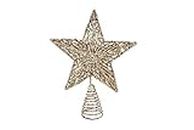Gisela Graham Christmas White Gold Colour Glitter Tree Top Star Topper 23cm