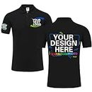 Custom Polo Shirt Design Your Own Text Logo Photo Name - Customized Personalized Polo Shirts for Men Women Front Back Print Black