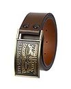 Levi's Men's Everyday Jean Belt with Removable Plaque Buckle, Brown Snap, Large (38-40)