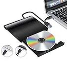 MICROWARE External CD Drive, USB 3.0 Portable CD/DVD +/-RW Drive Slim CD/VCD ROM Rewriter Burner Floppy Superdrive Compatible with Laptop Desktop PC Windows and Linux OS Apple Mac MacBook Pro