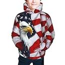 AuHomea American Black Flag Kids Casual Fashion Hoodie Pullover Sweatshirt With Pockets For Girls Boys Youth Size, American Flag Bald Eagle United States, X-Large