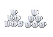 Yes kitchen Pack of 12 Stainless Steel Laser Design 1No Steel Tea Cup/Coffee Cup, Set of 12 Piece, Sliver,110ml