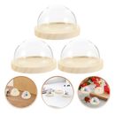 3pcs Miniature Small Glass Display Case Transparent Glass Dome with Base