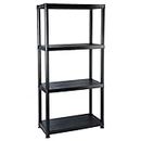 'vidaXL Versatile 4-Tier Storage Shelf - Sturdy Black Plastic - Easy Assembly and Cleaning - Ideal Bookshelf, Decor Stand or Plant Rack – 61x30.5x130 cm