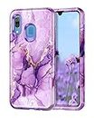 Lamcase for Samsung Galaxy A20/A30 Case, Heavy Duty Rugged Shockproof Hybrid Hard PC Soft Silicone Bumper Three Layer Drop Protection Anti-Fall Cover for Samsung Galaxy A20/A30, Purple Marble