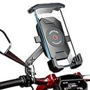 KTUEOV Motorcycle Phone Holder, 360° Rotation Motorbike Phone Mount Auto Shrink Motorbike Phone Holder Mount for Rearview Mirror Detachable Motorbike Mobile Phone Holder for 4-7inch Phone (Black)