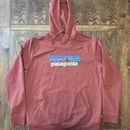 Patagonia Uprisal Hoodie Mens Large Red Spell Out Logo Sweatshirt Burgundy