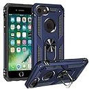 Cavor for iPhone 7/8/ 6/ 6s iPhone SE 202020/ SE 2022 Case 4.7" TPU Case PC Bumper 360° Rotation Ring Holder Kickstand Back Cover Work with Magnetic Car Mount Shockproof Protective Cover-Navy Blue