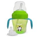 LuvLap Banana Time 150ml Anti Spill, Interchangeable Sipper / Sippy Cup with Soft Silicone Spout and Straw BPA Free, 6m+ (Green)