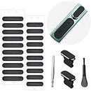 Phone Speaker Dustproof Stickers Protector, Mesh Speaker Anti Dust Adhesive Cover, Included Anti Dust Plug, Phone Port Cleaning Brush and Tweezer Compatible with iPhone 13, 12 Pro Max, 11 (Black)