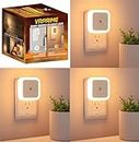VRPRIME 3pc Night Lamp Sensor Light for Bedroom Bed Side Home | Smart Automatic ONOFF Dim LED Lights | Energy Saving 0.5W Lamp | Long Life for Hallway, Stairs, Kitchen, Bathroom (Warm) (Pack of 3)
