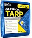 Multi-Purpose Blue Poly Tarp Cover 5 Mil Thick Weave Material, Waterproof, Great for Tarpaulin Canopy Tent, Boat, RV or Pool Cover (10' x 10')
