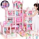 Doll House, Dream Dollhouse for Girls Pretend-Play DIY Dollhouse Kit - 4-Story 11 Rooms Playhouse with 4 Dolls Toy Figures, Furniture and Accessories Set Gift Toy for Kids Ages 3 4 5 6 7 8+
