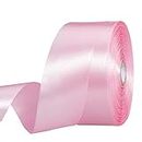 YASEO 1 1/2 Inch Pink Solid Satin Ribbon, 50 Yards Craft Fabric Ribbon for Gift Wrapping Floral Bouquets Wedding Party Decoration