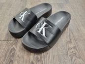 Calvin Klein Dariela Black White Logo Slides Sandals Shoes Size 7