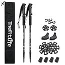TheFitLife Nordic Walking Trekking Poles - 2 Packs with Antishock and Quick Lock System, Telescopic, Collapsible, Ultralight for Hiking, Camping, Mountaining, Backpacking, Walking, Trekking (Black)