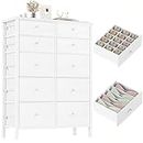 BOLUO White Dresser for Bedroom 10 Drawer Dressers & Chests of Drawers Tall Fabric Storage Tower with Drawer Organizers for Closet Kids and Adult Modern