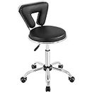 Yaheetech Adjustable Salon Stool Rolling Tattoo Chair with Backrest, Hydraulic Seat for Hairstylist/Massage, Swivel Chair Lash Tech with Wheels, Stool Chair for Kitchen/Office/Bar, Black