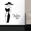 Home decoration wall sticker Wall Sticker Fashion Lady Model Wll Vinyl Sticker Window Decal Clothing Boutique Fashion Woman with Black Dress Self-Adhesive Mural 57X76Cm