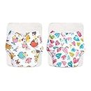 SuperBottoms BASIC Assorted Pack of 2 CPSIA Certified Cotton Cloth Diapers For Baby | Washable & Reusable | 0-3 Years | Freesize | Adjustable | Reduces Rash | With Quick Dry Pad/Insert
