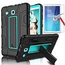 Samsung Galaxy Tab E 9.6 Case, SM-T560/T561/T567 Case, Galaxy Tab E 9.6 Case with Screen Protector,L00KLY Three Layer Heavy Duty Anti-Slip Shockproof Rugged Protective Case with Kickstand (Blue/Black)
