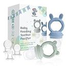 LittleWhispers Baby Food Teether Feeding Pacifier - Infant Fruit Feeder (Blue and Green)