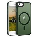 Telaso iPhone SE 2022 Case, iPhone SE 2020 Case, iPhone 8/7 Case,Magnetic Case Compatible with Magsafe Translucent Matte Back Slim Fit Full Body Shockproof Anti-Scratch Cover, Alpine Green