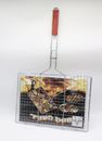 XL BBQ Fish Clamp Meat Barbeque Wire Grill Mesh Net Foldable Handle Rectangle
