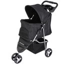Dog Stroller Pet Travel Carriage 3 Wheeler w/Foldable Carrier Cart W/Cup Holder