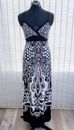 Oxygene Black & White Pop Art Print A-Line Strappy Maxi Dress Size 2 (UK 10)