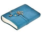 The Vintage Journal Premium Leather Diary with Metal Key Closure and 100% Recycled Handmade Paper (Blue)