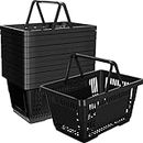 Macarrie 12 Pcs Shopping Baskets, 20 L Plastic Baskets with Handles, 16.9 x 11.8 x 9.1 Inches, Sturdy, Black