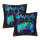 2pcs Short Plush Gaming Pillows, Gamer Pillow Covers 18x18, Game Room Decor, Gaming Room Decor, Gaming Pillow Cover, Teen Boy Room Decor Game Room Couch No Pillow Core