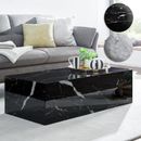 Mesa de centro FineBuy MONOBLOC 100 cm MDF aspecto mármol mesa de salón sofá