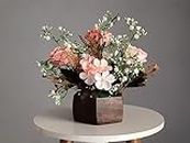 Litleo Wooden Pot with Multi-Design Dry Artificial Flowers - Perfect Home Office Gift Elegant Décor Delight (Pink)