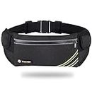 MAXTOP No-Bounce Reflective Running Belt Pouch Black Waist Pack Bag,Water Resistant Workout Fanny Pack for Fitness Jogging Hiking Travel,Cell Phone Holder Fits All Phones