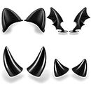 Lewtemi 4 Pairs Motorcycle Helmet Horns Accessory Cat Ears Stick on Motorcycle Helmet Bike Helmet Devil Wings with Adhesive Suction Cup for Women Men Girls Boys Ski Snowboard Accessories, Black