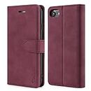 TOHULLE Case for iPhone 7 iPhone 8 iPhone SE 2020 iPhone SE 2022, Premium PU Leather Wallet Case with Card Holder Kickstand Magnetic Closure Flip Folio Case Cover for iPhone 7/8/SE - Red